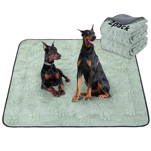 Image of LOOBANI 2 Packs Extra Large Washable Pee Pads for Dogs,72x72in Non-Slip Reusable Puppy Pads, Super Absorbent Pet Whelping Pads, Puppy Playpen Mat for Incontinence, Housebreak, Floor and Bed