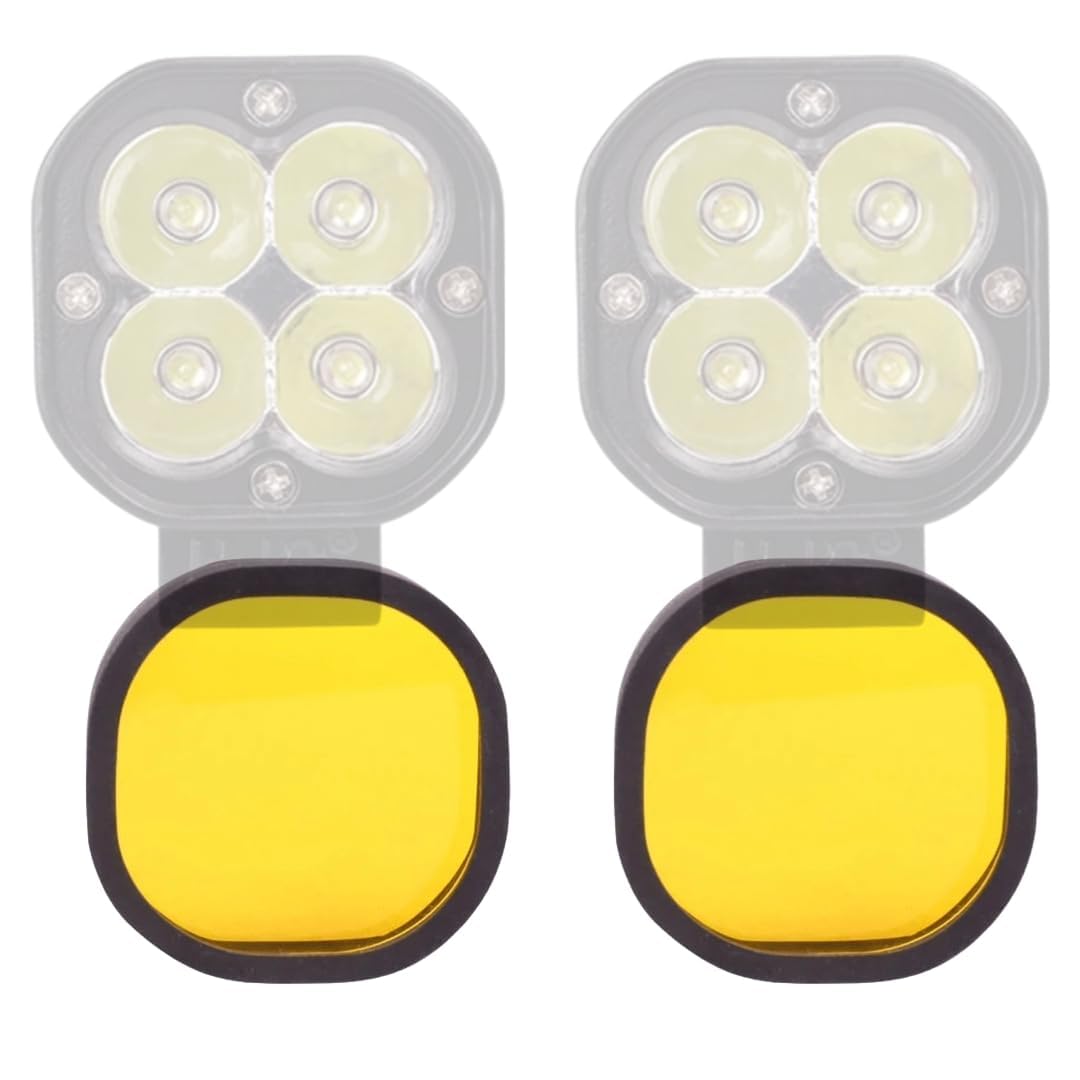 0TO6 H-JG 4X4 MINI LED Square Auxiliary Lamp Light Filter Fog Lamp Yellow Cover With Acyrlic Yellow Lens (Set of 2)-image-11