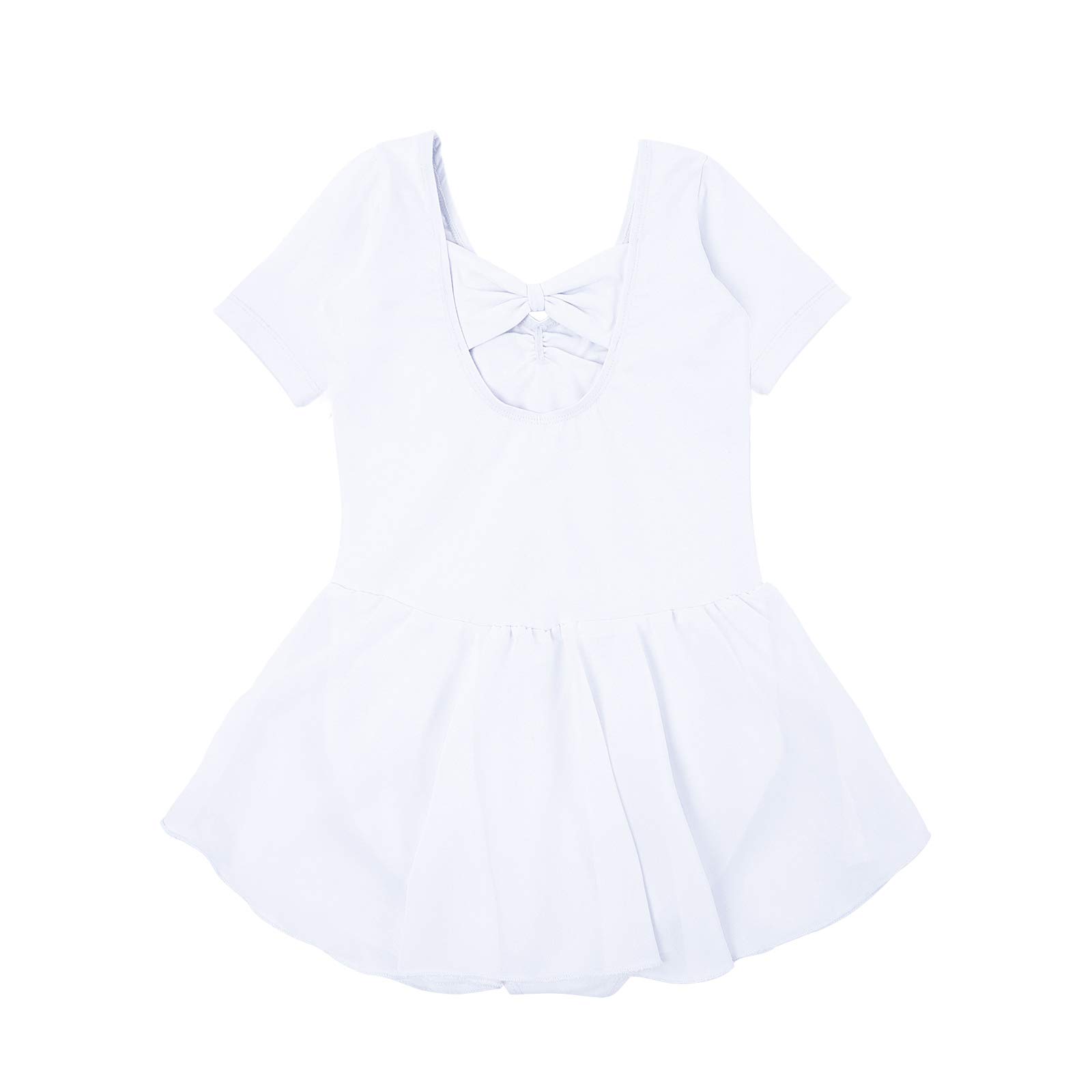 Bezioner Ragazza Balletto Leotard Vestito Danza Tutu Body Ginnastica Manica Corta con Chiffon Gonna