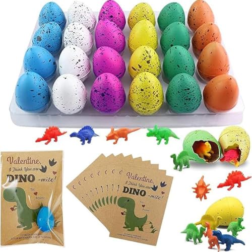Regalos para el día de San Valentín para niños, paquete de 24 tarjetas de incubación de huevos de dinosaurio a granel, divertidas tarjetas de intercambio de San Valentín, regalo para niños, clase