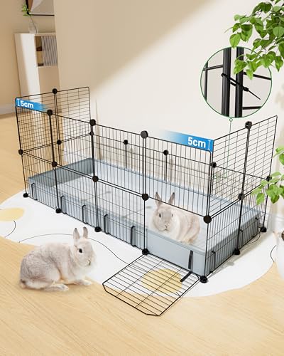 BUCATSTATE 20 Panels Guinea Pig Cages, Rabbit Cage Indoor with Waterproof Mat, 56 L x 24 W x 12 H Small Animal Cage with Door for Guinea Pigs, Bunny, Hedgehogs, Chinchillas
