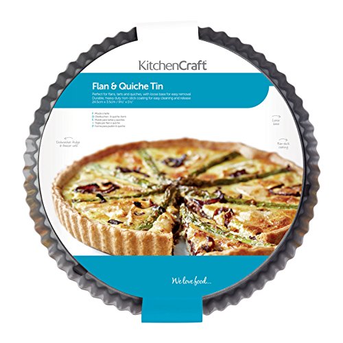 KitchenCraft Non-Stick Round Fluted Flan Tin / Quiche Pan with Loose Base, 25 cm (10"), Silver - Image 3