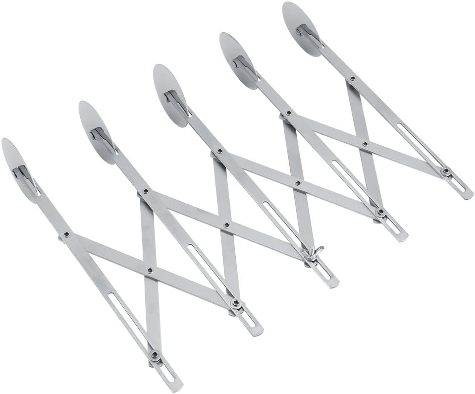 Non stick Accordion Pastry Wheel Cutter, Sharp Blades Stainless Steel Cake Knifes, Same Interval Section Dough Bread Kitchen Tool for Making Cakes Pizza Dough Bread Pancake (5 Wheels)