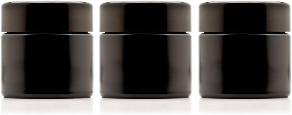 Infinity Jars Classic Black Glass Jar 100 ml (3.3 fl oz) Ultraviolet Airtight Smell Proof, Refillable Screw Top Container for Long-Term Storage of Coffee, Spices, Tea, Dried Goods, Kitchen Jar 3 Pack