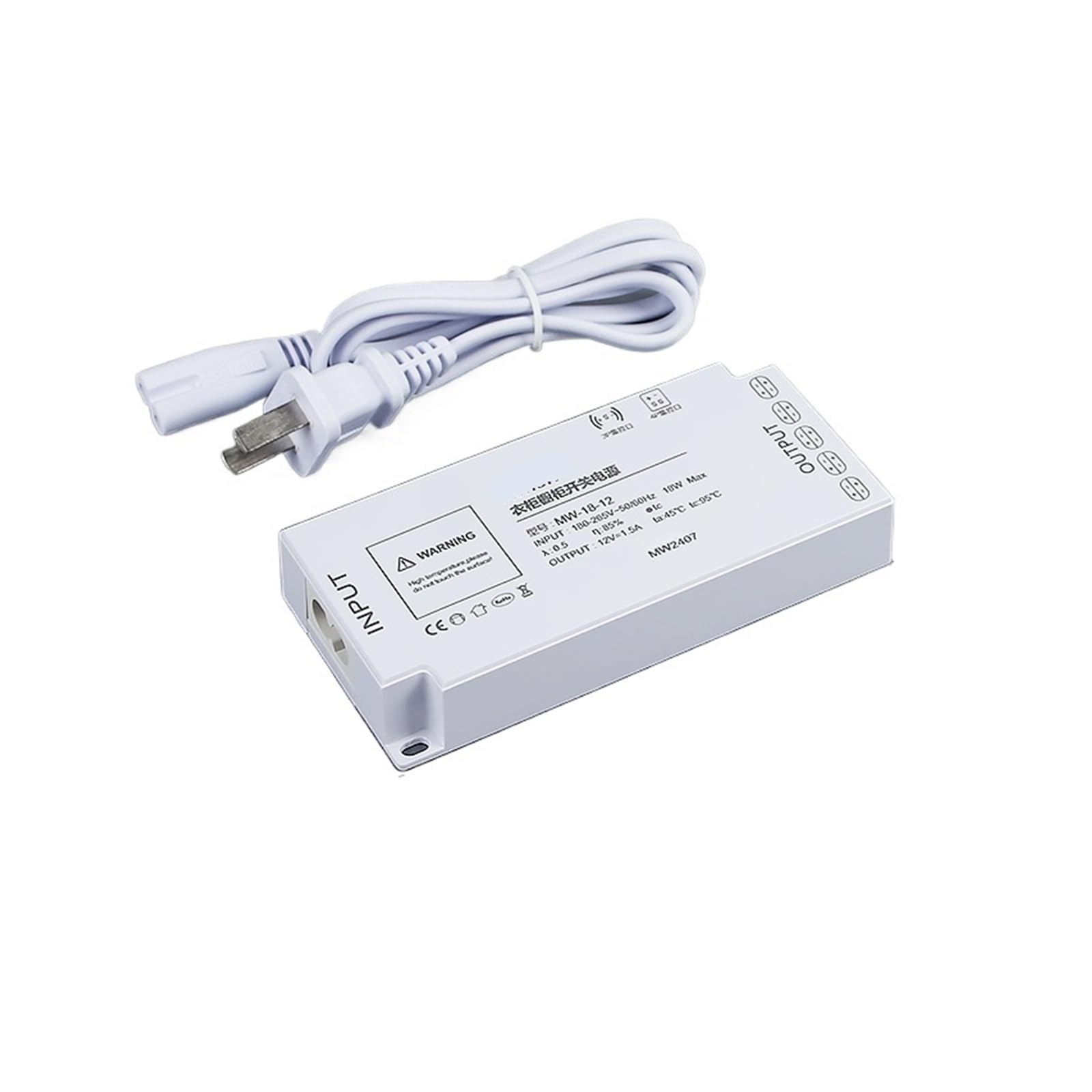 PWANUIGTE 220V to 12V 24V Wine Cabinet Wardrobe Light Special Switch Power Supply with Transformer Interface(12V 1.5A 18W)