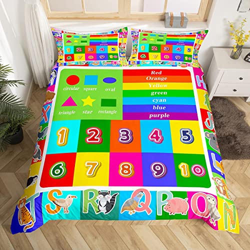 Loussiesd Kids Educational Duvet Cover Set Playtime Collection Abc