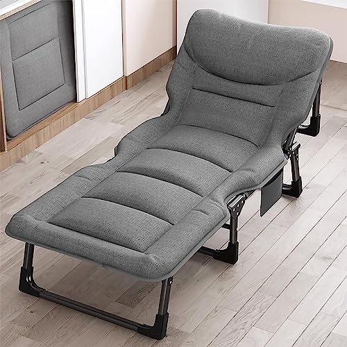 Lit pliant portable et chaise longue de camping réglable avec matelas confortable pour adulte