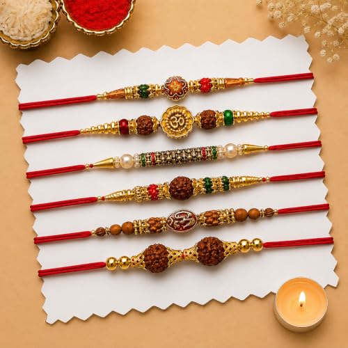 Image of Oblivion Rakhi for Brother - Multicolour Elegant Designer Dora Rakhi for Bhai with Silver Colour Coin, Tilak Set and Greeting Card - Traditional Raksha Bandhan Combo for Bhai