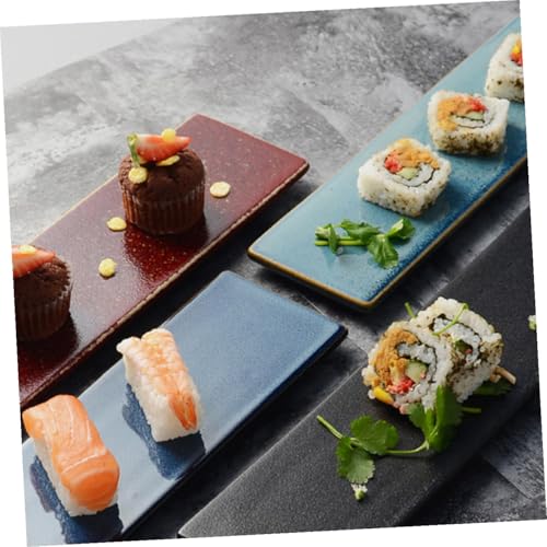 Plato de cerámica rectangular para sushi rojo miniatura 3