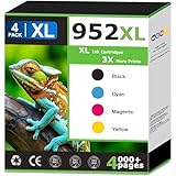 952XL Ink Cartridges Compatible For HP 952 XL Ink Cartridges Combo Pack Ink 952 xl Work with HP OfficeJet Pro 7740 8710 8715 8715 8725 8730 8720 8702 8732M 8736 8743 Printer black C/M/Y ink(4 Pack)