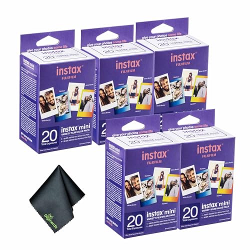Película Instantánea FUJIFILM INSTAX MINI Variedad Valor 100 Exposiciones (5 paquetes de 20) | Para Cámaras y Impresoras INSTAX MINI | Incluye Paño de Limpieza miniatura 1