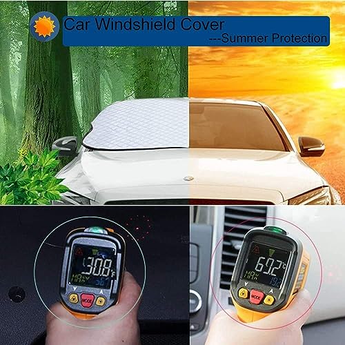 Image of Car Windshield Sunshade Cover - Heavy Duty Protective Windscreen Cover for All-Season Use- Snow Ice Frost Sun UV Dust Water Resistent - Pefect Fit for Cars All Years Summer /Winter