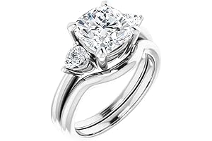 10K White Gold Handmade Moissanite Engagement Rings for Women 3 CT, Women's Wedding Ring Set