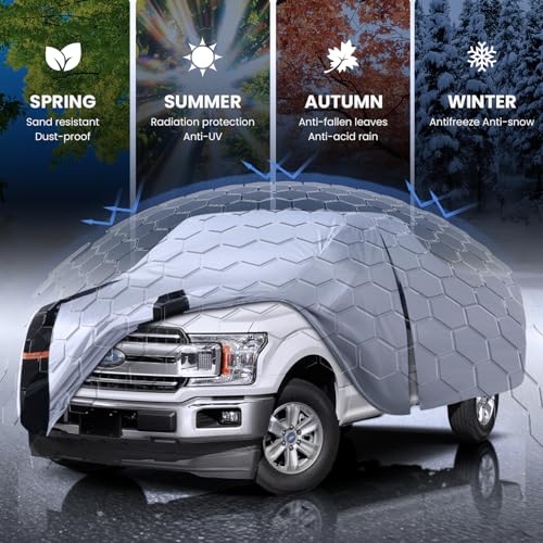 Image of Multi-Layer Ford F150 Truck Cover,Custom fit F150 1997-2026 Regular Long Bed(8'-8.1') Car Cover Waterproof All Weather, Full Exterior Cover Rain Wind Dust and UV Protection with Door Zipper