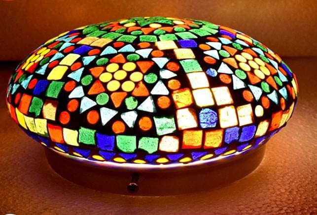 AGLASK Mosaic Glass Ceiling Lamp for Rooftop Living, Gift & Home Decorations (Bulb not Included)(Made in India)