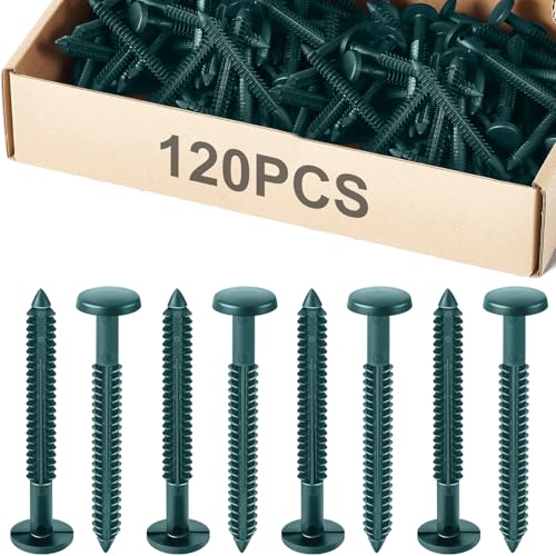 Image of Blulu 120 Pcs 3 Inch Vinyl Shutter Fastener Window Panel Peg Lok Pin Pegs Screws Shutter Spikes Anchor (Forest Green)