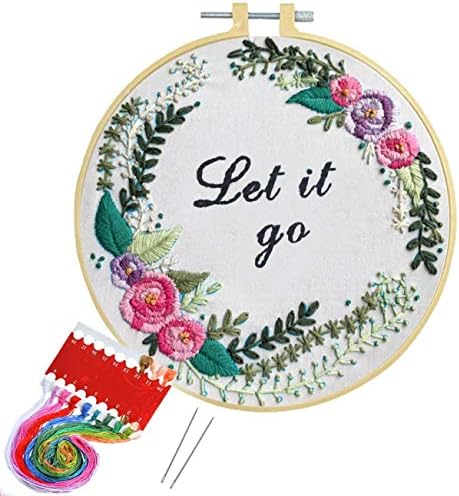 Artilife Embroidery Starters Kit Christmas Cross Stitch Kit for Beginners Adults Stamped Embroidery Kit with Pattern Hoops Thread Floss Needlepoint