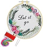 Artilife Embroidery Kit for Beginners Stamped Cross Stitch Hand Embroidery Kit for Adults Kids Craft with Embroidery Hoop Floss Needles