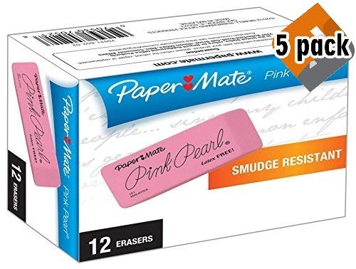 Paper Mate Pink Pearl Erasers, Large, 12 Count (5 Pack) 