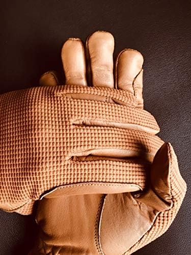 mustang eq Ladies Horse Riding Women's Gloves Equestrian Real Leather & Cotton Premium Quality in TAN (Medium) - Thumbnail 2