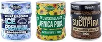 KIT com 3 Pomadas Massageadora, Gel Arnica Pura Extra Forte, Pomada Sucupira, Gel Ice Premium, 200g, 3 Unidades