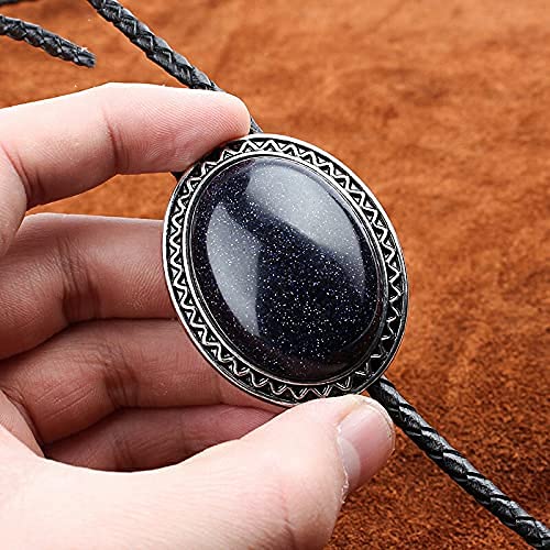 Image of Turquoise Agate Granite BOLO Tie for Men Women Leather Wedding Necklace Western Cowboy Necktie