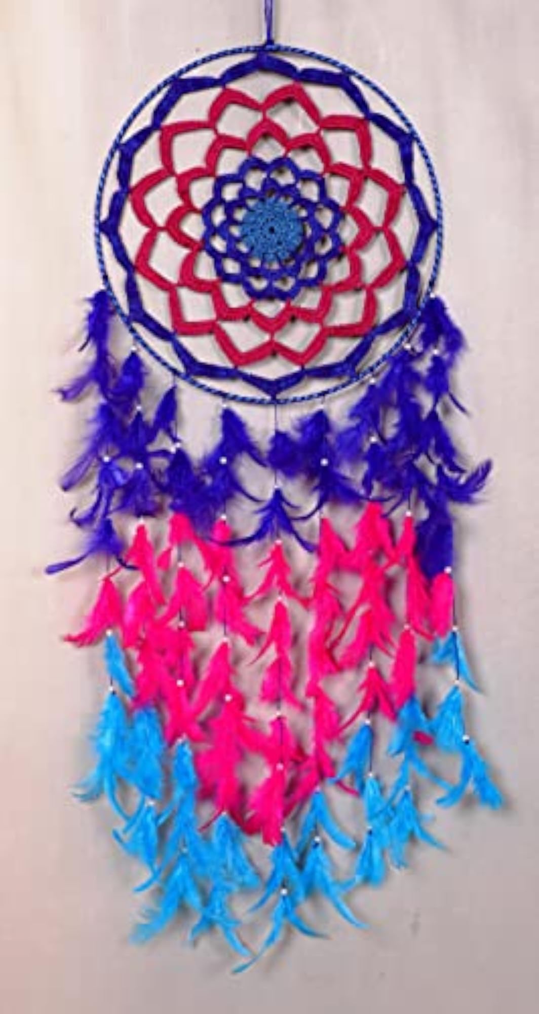 Dream Catcher White Colour Multi Colour 12 inch Ring Size Natural Feather