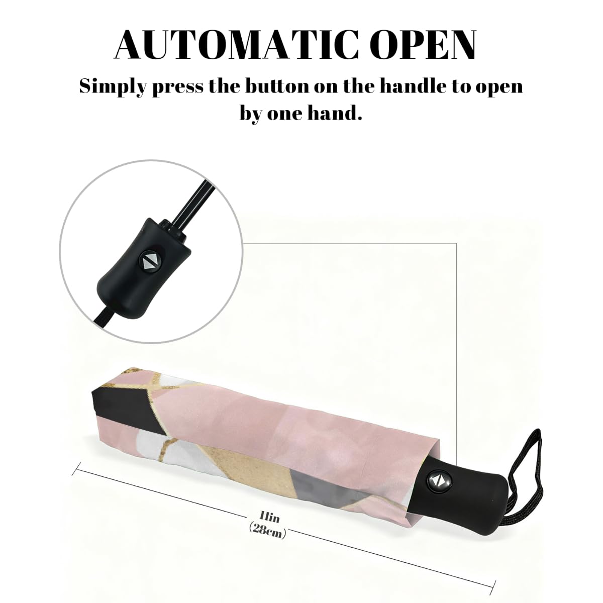Ombrello pieghevole con motivo geometrico colorato in marmo ombrello da viaggio compatto antivento impermeabile con protezione UV rivestimento nero leggero 8 coste portatile per pioggia sole