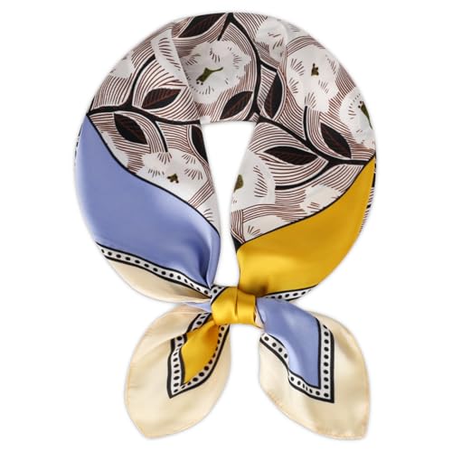 Relang Fashion Silk Satin Head Scarf for Women Hair Bandana Hair Scarf Wrap Neck Scarf for Women 27.5×27.5 inches A Graffiti Red Flower Pink