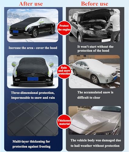 Image of Car Cover Against Hail, Windshield Protector, Thicken Cover for SUV, Hail Blanket, Dustproof Snowproof for Sedan and Hatchback (Black, Sedan)