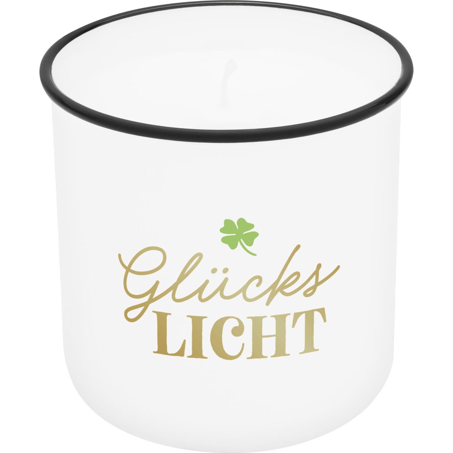 GRUSS & CO Candle in Cup Motif Glückslicht, Printed Candle Cup, Porcelain, Height 8.8 cm, Diameter 8.4 cm, Gift, Decorative Item, 74772