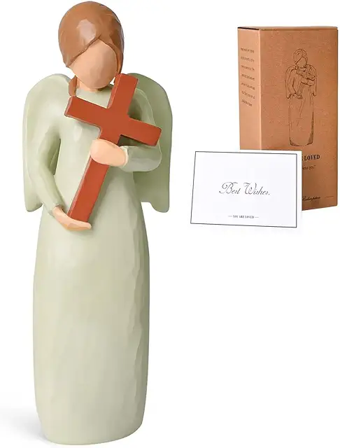 Praying Angel Figurine with Cross - Christian Home Decor & Sympathy Gift