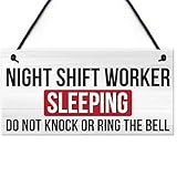 RED OCEAN Night Shift Worker Sleeping Do Not Disturb Hanging Plaque Dr's Nurses Sign