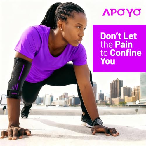 Image of APOYO Tennis Elbow Brace for Women & Men, Workout and Everyday Use (Large) | Elbow Compression Sleeve for Arthritis, Tendonitis, Tennis Elbow & Golfers Elbow, Reduce Joint Pain During Fitness Activity
