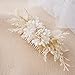 PartyforU Bridal Flower Hair Comb - Handmade White Flower Comb for Wedding Floral Hair Accessories for Bride Bridesmaid Women Girls Bachelorette Party Bridal Shower