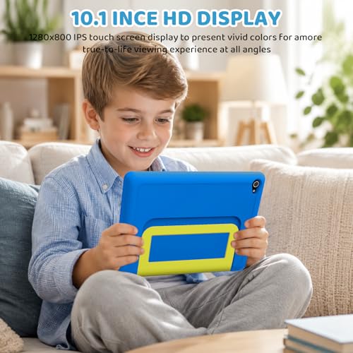 Image of Gleeso Android 16 Kids Tablet 10.1 Inch for Toddler, 24GB RAM 64GB ROM 1TB Expand, 6000mAh Battery, Parental Control, UKIDOZ Kids Space, Widevine L1, BT5.4, Dual Camera Tablet with Case-Blue