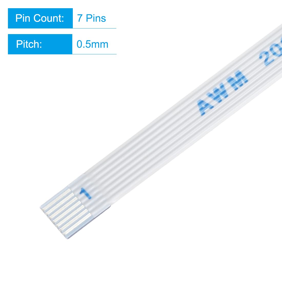 MECCANIXITY 5 cables flexibles planos FFC FPC, 7 pines de 0,5 mm de paso de 100 mm de largo (tipo A) para impresora LCD 3D, cámara, DVD, TV, portátil, audio