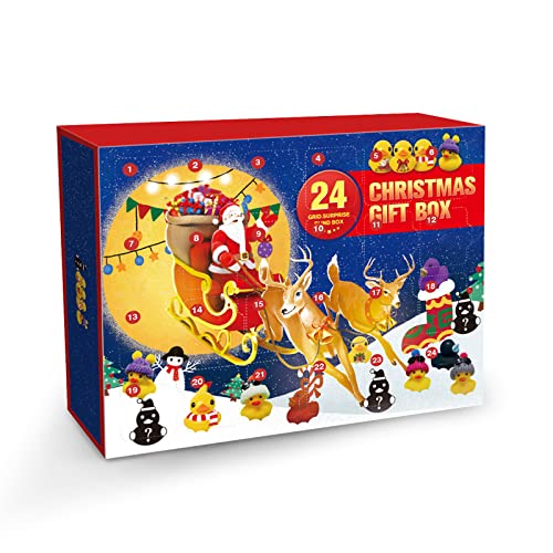 Calendrier de l'Avent de Noël 2022 pour enfants - Jouet en caoutchouc - Canards mignons en caoutchouc - Cadeaux de fête d'anniversaire (multicolore 2, taille unique) Cover