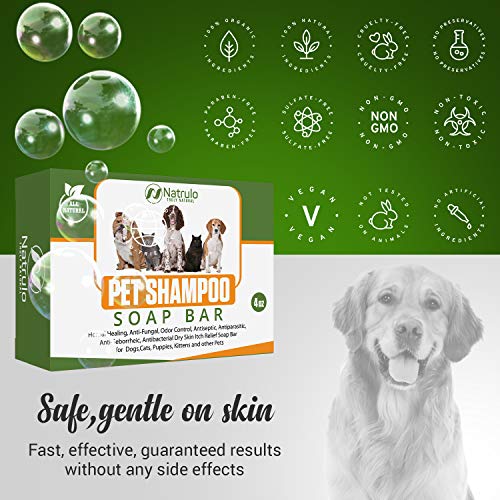 Natrulo All Natural Pet Shampoo Soap Bar for Dogs, Cats, Puppies