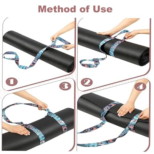 MKKM Yoga Mat Carrying Strap, Adjustable Loops, Pink and Purple Pattern, Exercise Mat Sling - Image 6