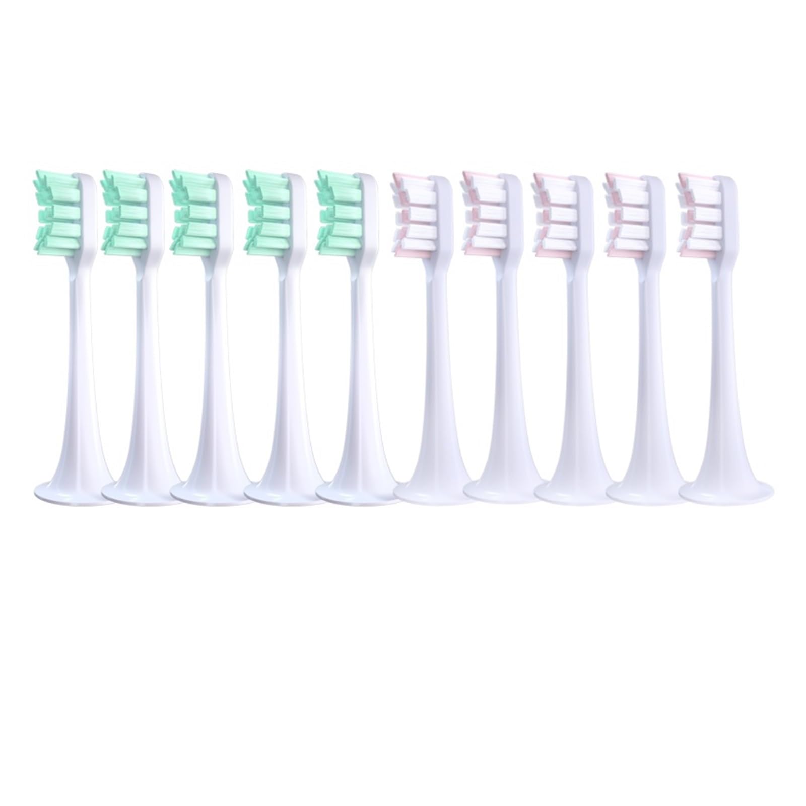 tianwandong 10 sztuk wymiennych końcówek do szczoteczki elektrycznej T300/500 Sonic Soft DuPont Bristle Wymienna końcówka do szczoteczki do zębów(5Green5Pink)