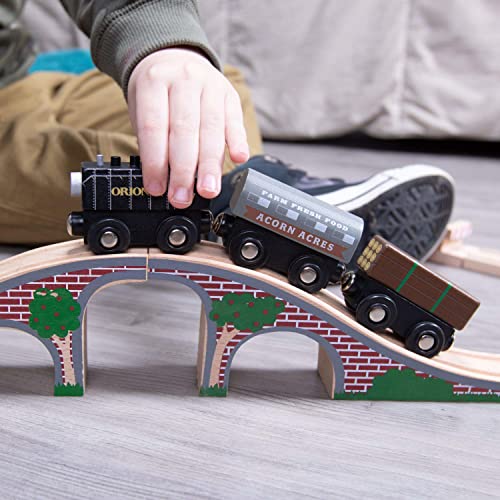 Playtime Express Train Set | 12-Piece Wooden Train Box | Includes Unique Custom Designs And Classics: Recycling Transport, Timber Train, Wheat Car, Coal Train, Oil Tanker, And More #TOP2