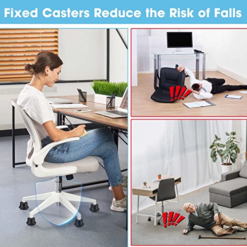 Bell Glides Replacement Office Chair Swivel Caster Wheels To Fixed Stationary Castors,With Separate Self Adhesive Felt Pads For Carpet & Wood Floors,Desk Chair Feet Wheel Stopper, Black 5 Pcs #TOP6