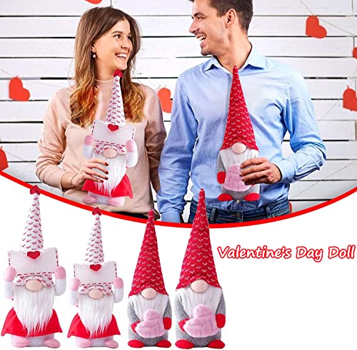 Vintend 2Pcs Valentines Day Gnomes Decorations, Handmade Valentine Gnome Decor Mr & Mrs Swedish Tomte Stuffed Gnomes Plush Doll Knomes Ornaments for Girlfriend Wife Women Girl Home Table Shelf Gift by Vintend - Image 4