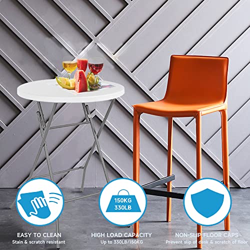 Flamebrother 32In Folding Cocktail Table High Top Bar Height Plastic Round Foldable Table With Removable Legs For Patio Backyard Dining Room Party Wedding Events White #TOP4