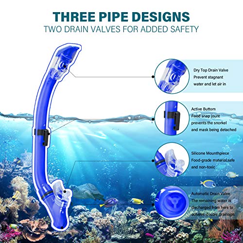 Image of Kids Snorkeling Set Children Mask Fin Snorkel Set Snorkeling Gear Snorkel Mask + Adjustable Swimming Kids Flippers+ Dry Snorkel Tube + Travel Bags