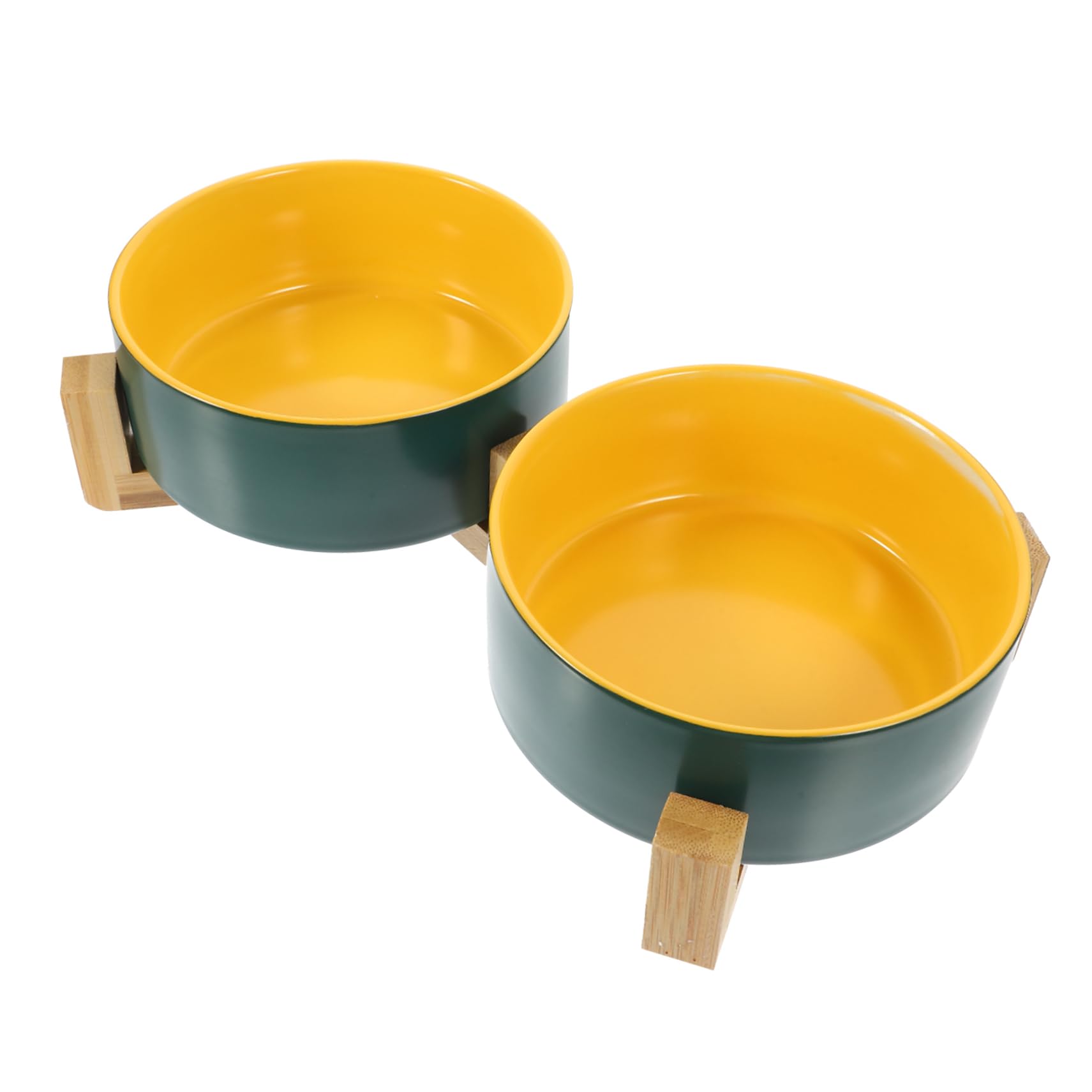 Sosoport Cuenco De Cerámica Bicolor con Soporte De Madera Comedero Práctico para Gatos y Gatitos