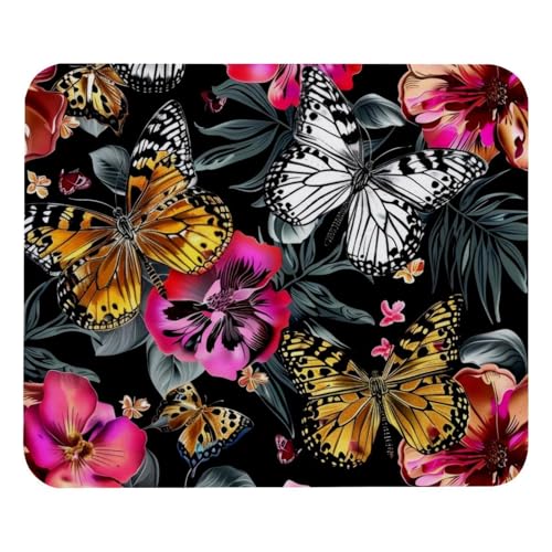 Alfombrilla De Raton Mariposas Flores Manchas De Leopardo Mousepad Impermeable Alfombrillas Gaming Alfombrilla Ratón para Home Office Oficina Pc S