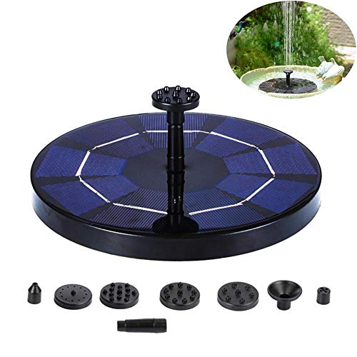 Augproveshak Solar Fountain Pump, Solar Water Pump Floating Fountain Built-in 1200mAh Battery, with 6 Nozzles, for Bird Bath, Fish Tank, Pond or Garden Decoration, Solar Aerator Pump
