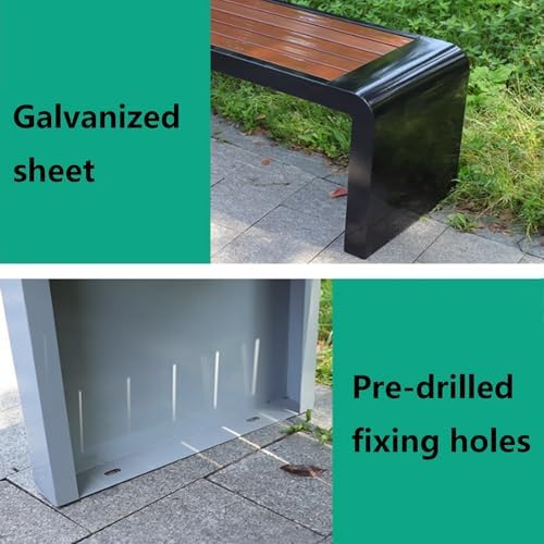 Waterproof Outdoor Bench - Heavy-Duty Galvanized Steel & Wood-Plastic Composite Seating, Pre-Drilled, No Assembly Required, Perfect for Parks, Plazas, Bus Stops (Black, 150x40x45cm)
